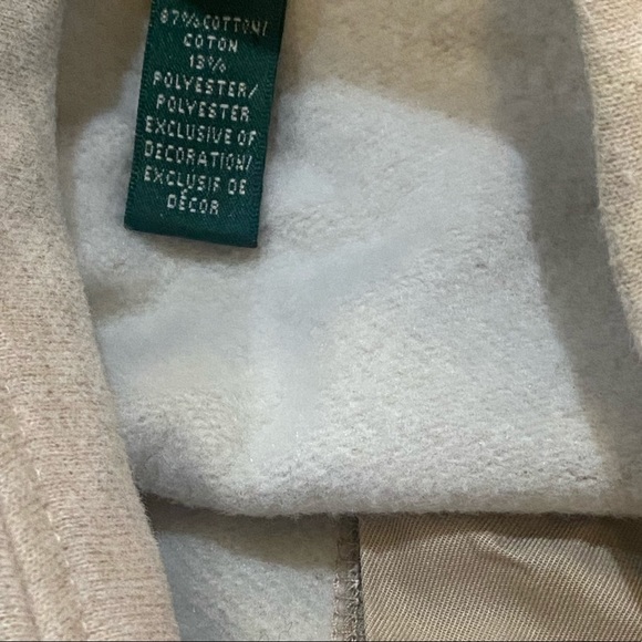 Preppy Button& Zip Sweatshirt Jacket with Patch Shoulder Size 2XL / Lauren RL - Picture 13 of 14